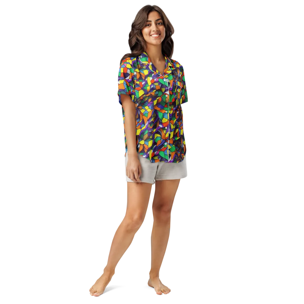 Stained Spectrum on Women's Short Sleeve Pajama Top — Front