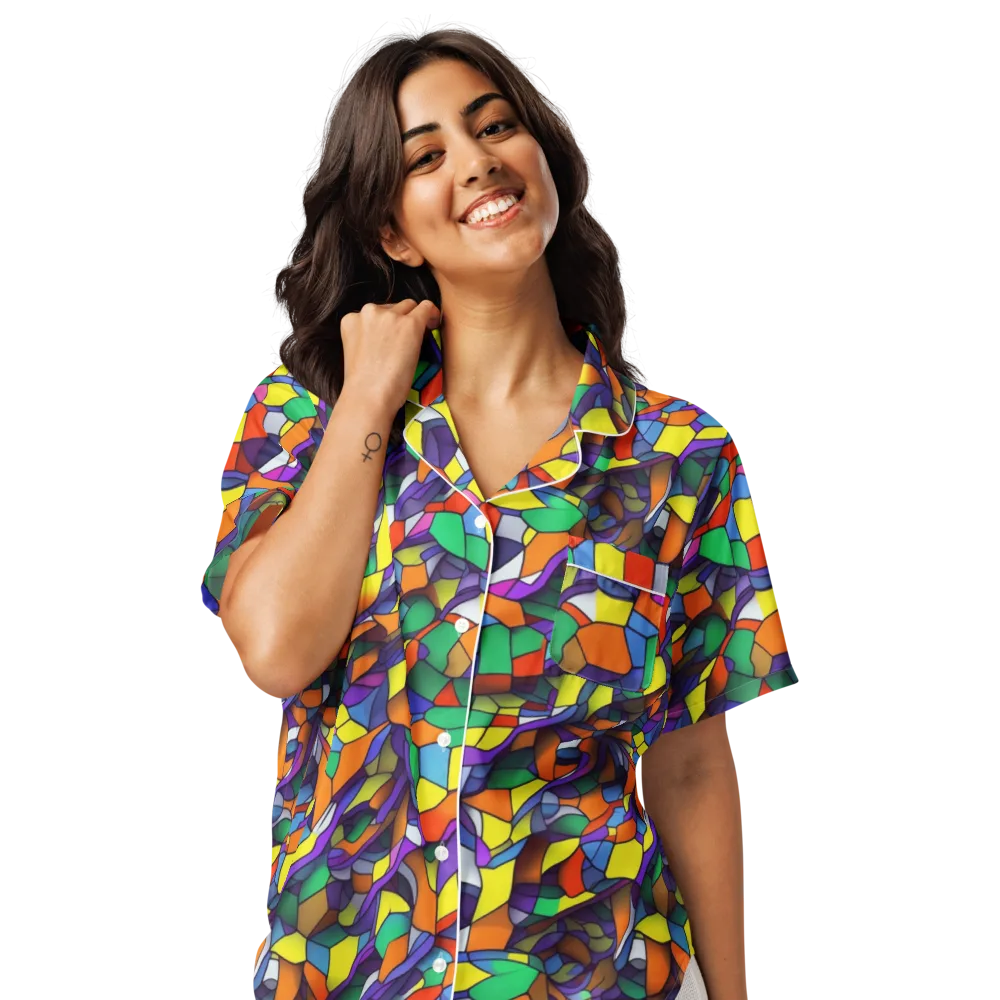 Stained Spectrum on Women's Short Sleeve Pajama Top — Front