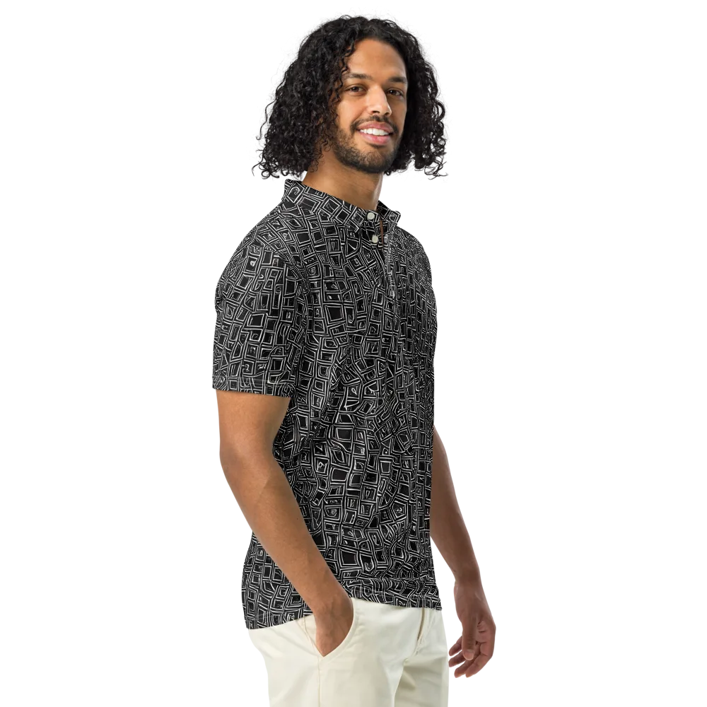 Noir Matrix on Men's Slim Fit Polo Shirt — Right Front