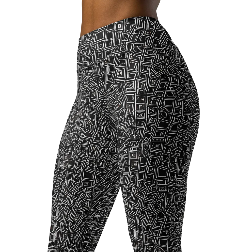 Noir Matrix on Yoga Leggings — Left Front