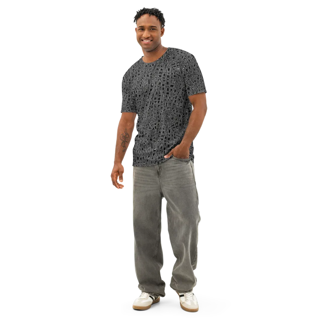 Noir Matrix on Men's Cotton Crew Neck T-Shirt — Front