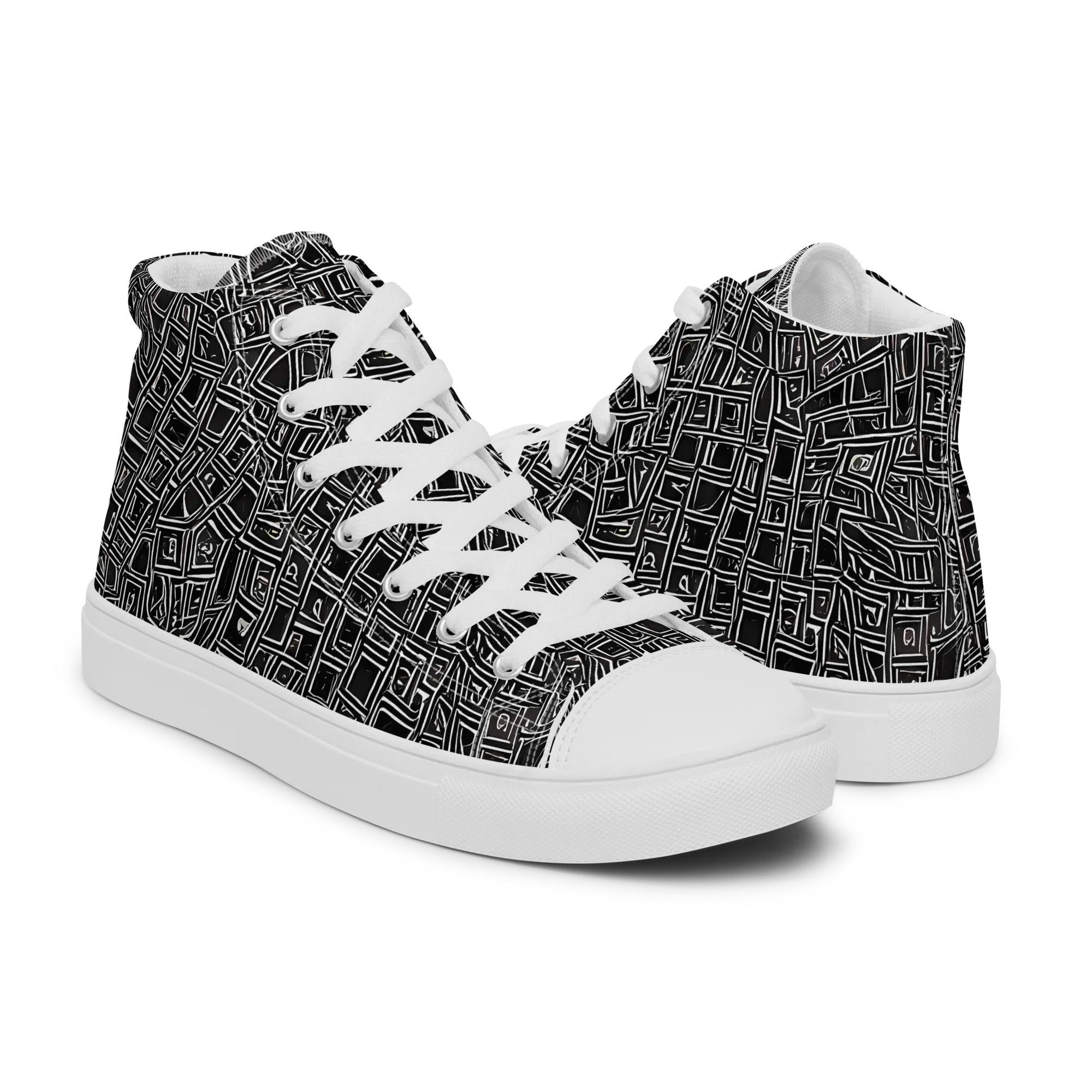Noir Matrix on Men's High Top Canvas Shoes — Right