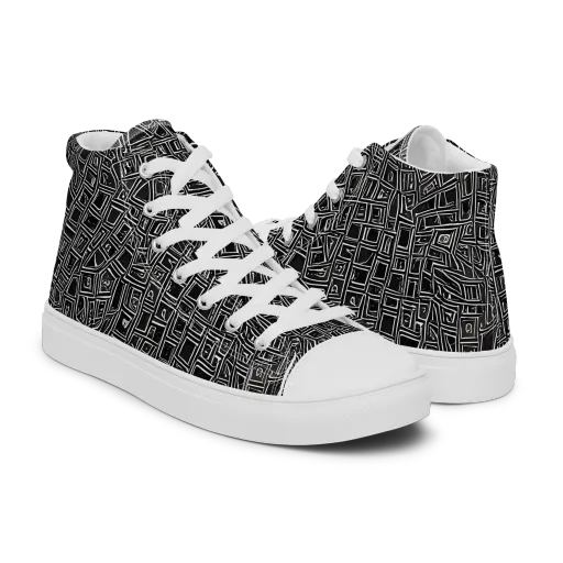 Noir Matrix on a Men's High Top Canvas Shoes
