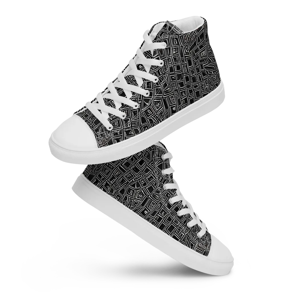Noir Matrix on Men's High Top Canvas Shoes — Front