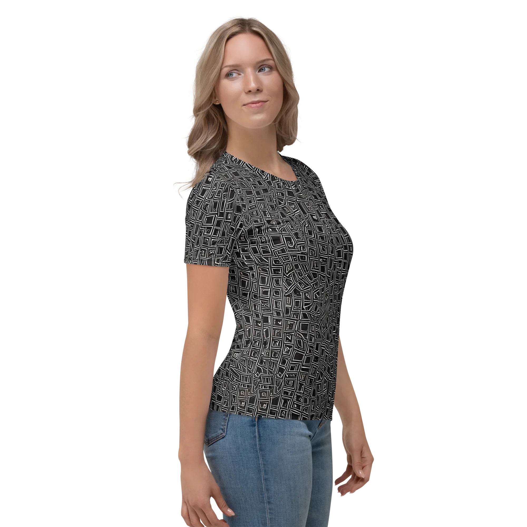 Noir Matrix on Women's Crew Neck T-Shirt — Right