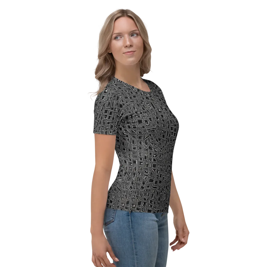 Noir Matrix on Women's Crew Neck T-Shirt — Right