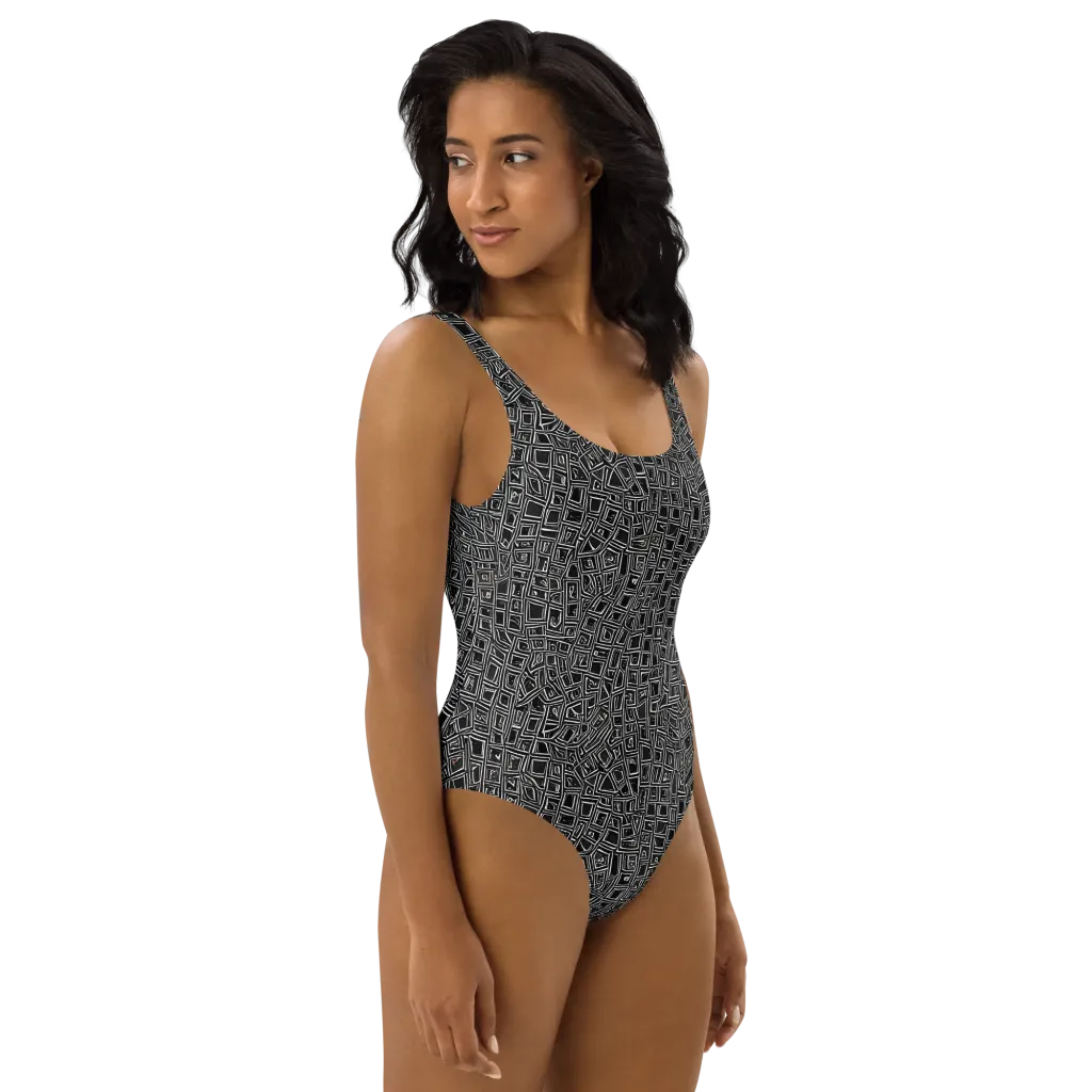 Noir Matrix on One-Piece Swimsuit — Right
