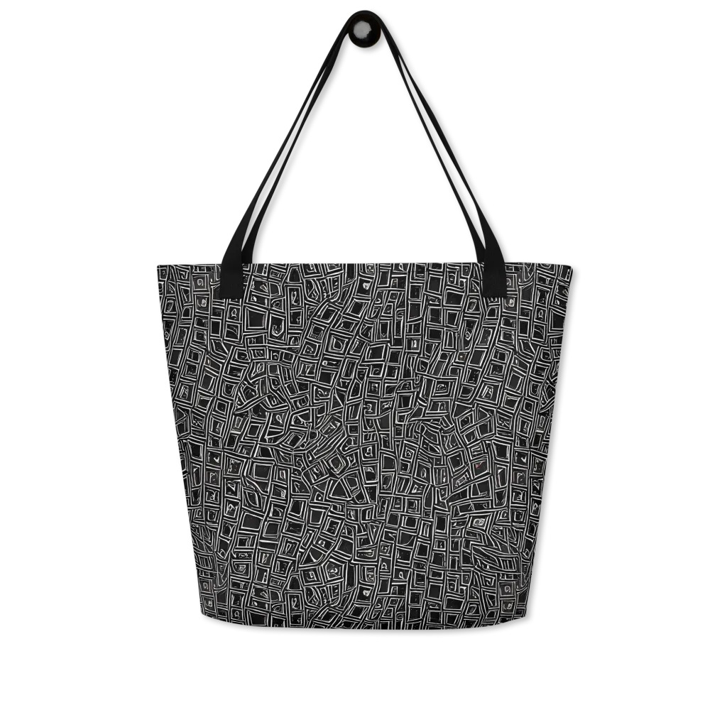 Noir Matrix on Large Tote Bag W/ Pocket — Front
