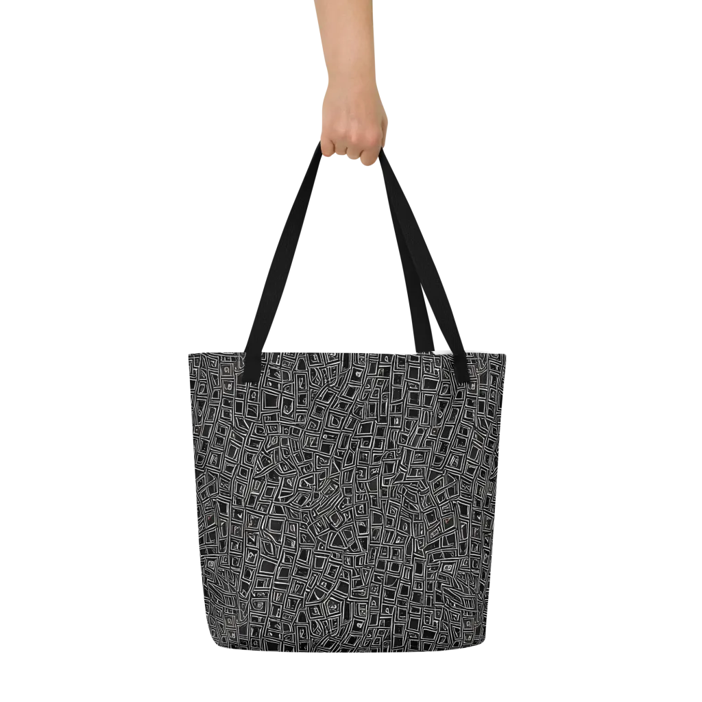 Noir Matrix on Large Tote Bag W/ Pocket — Front