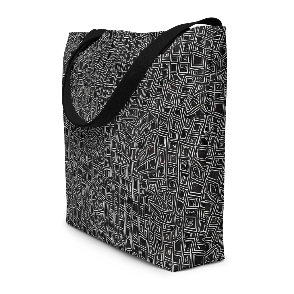 Noir Matrix on Large Tote Bag W/ Pocket — Front