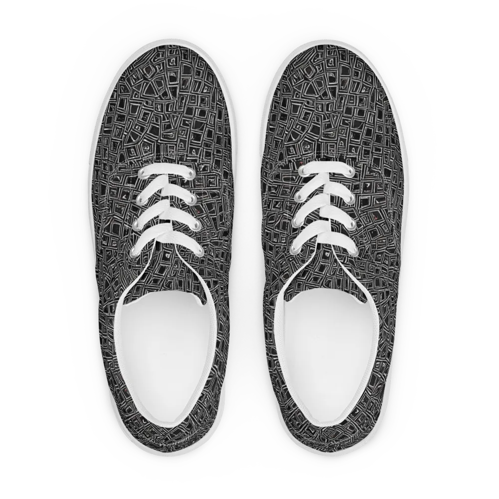 Noir Matrix on Men's Lace-Up Canvas Shoes — Front