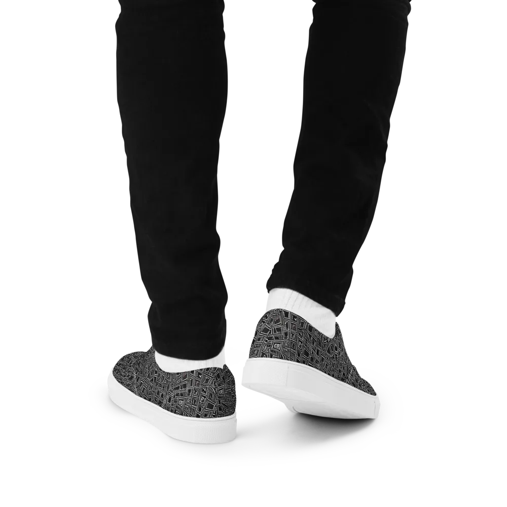 Noir Matrix on Men's Lace-Up Canvas Shoes — Back