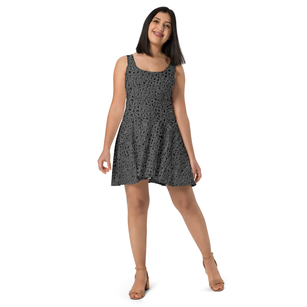 Noir Matrix on Skater Dress — Front