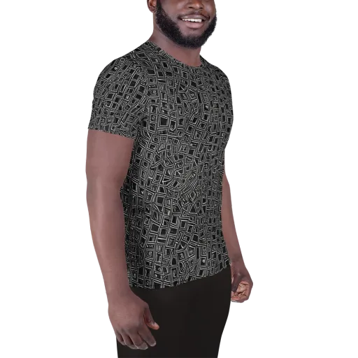Noir Matrix on a Men's Athletic T-Shirt