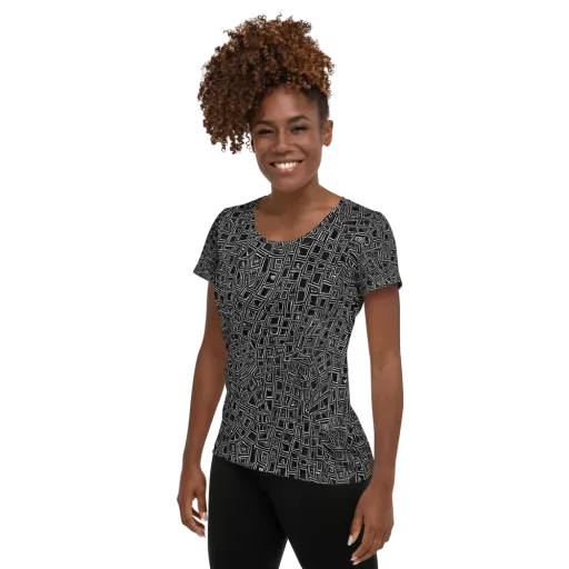 Noir Matrix on a Women's Athletic T-Shirt