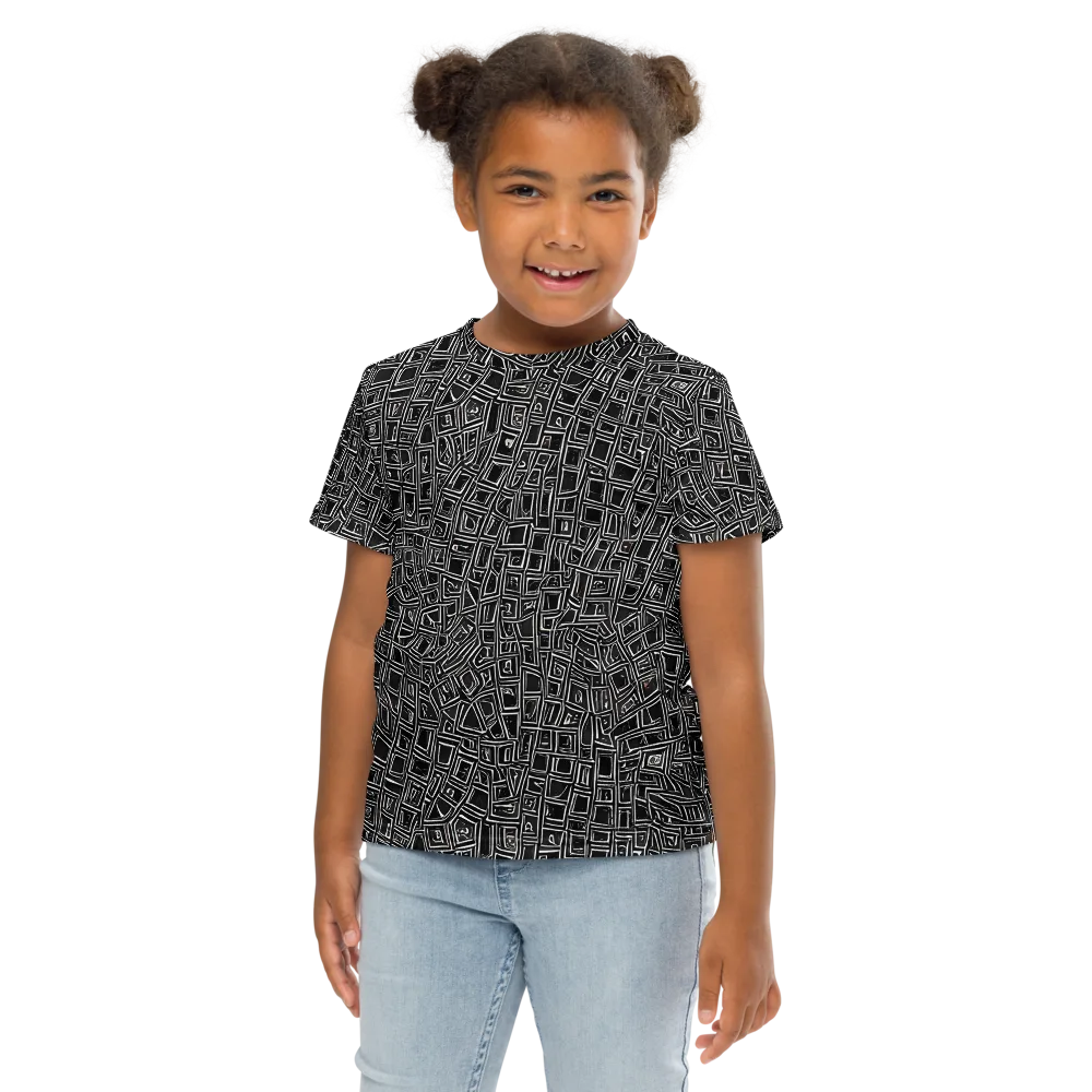 Noir Matrix on Kids Crew Neck T-Shirt — Front