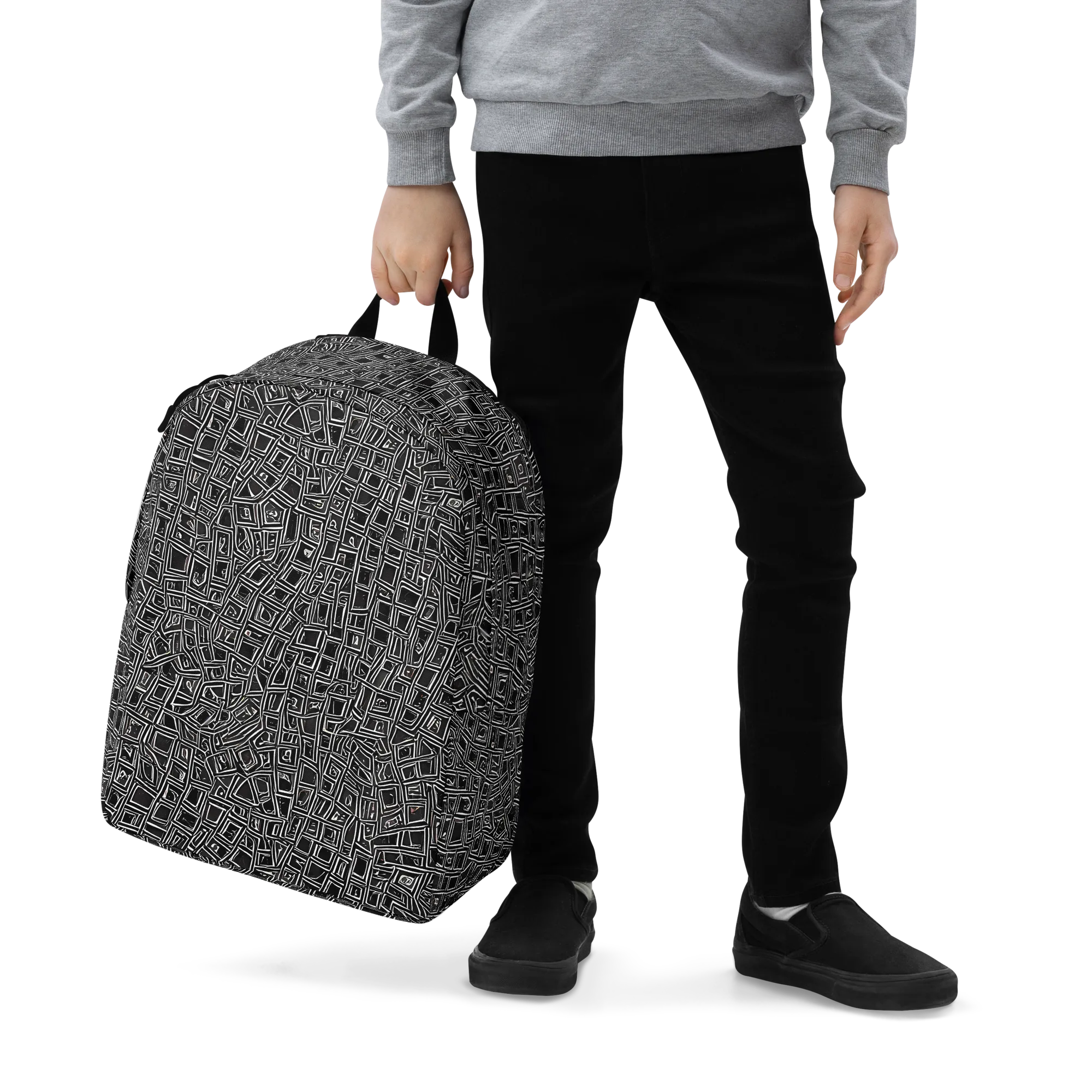 Noir Matrix on Minimalist Backpack — Zoomed-in