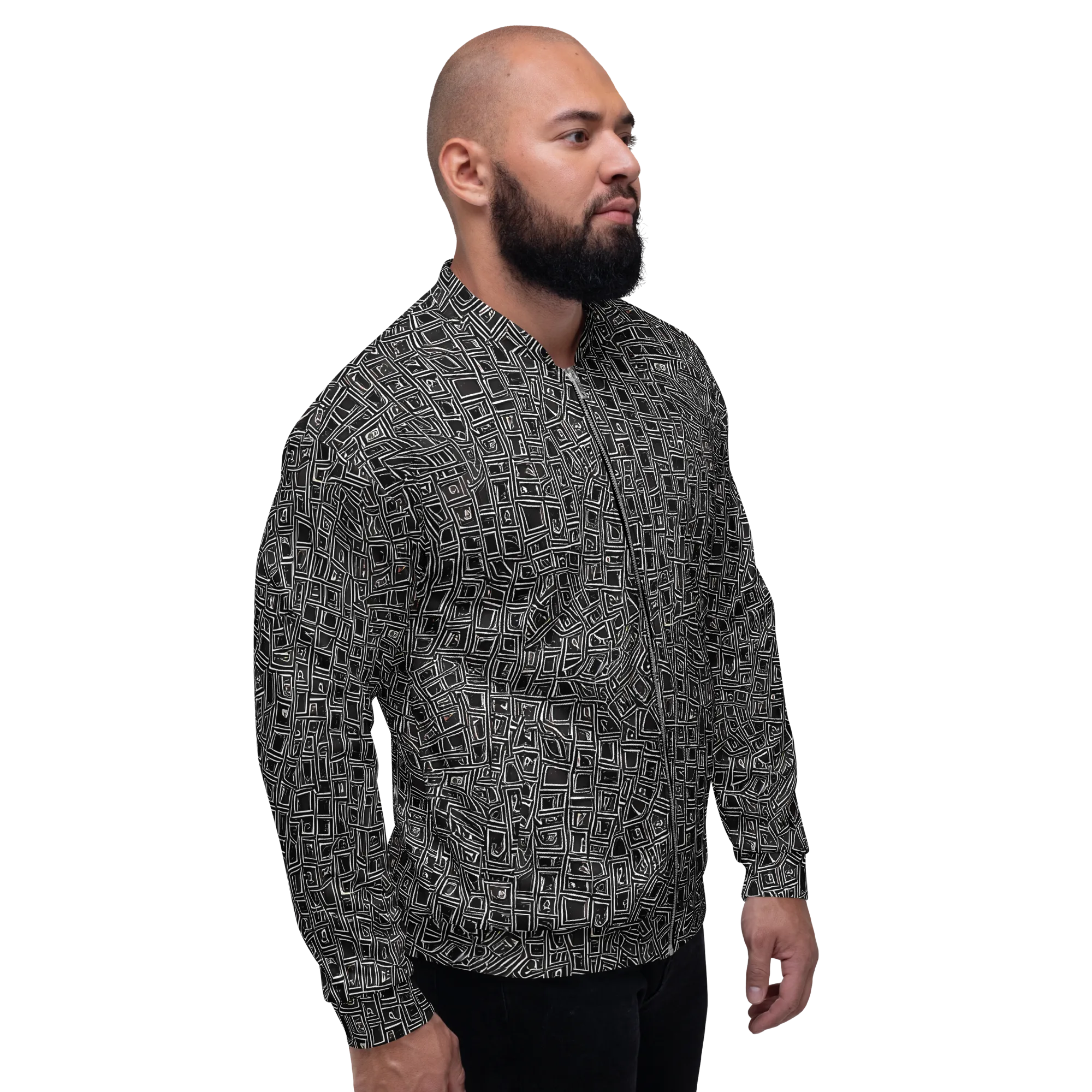 Noir Matrix on Bomber Jacket — Right