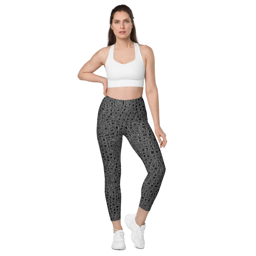 Noir Matrix on Leggings with Pockets — Front