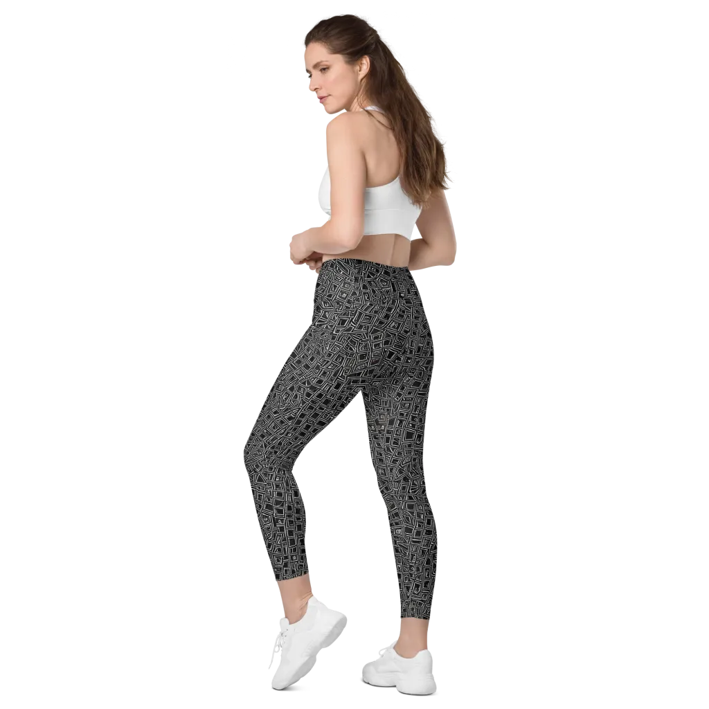 Noir Matrix on Leggings with Pockets — Left Back