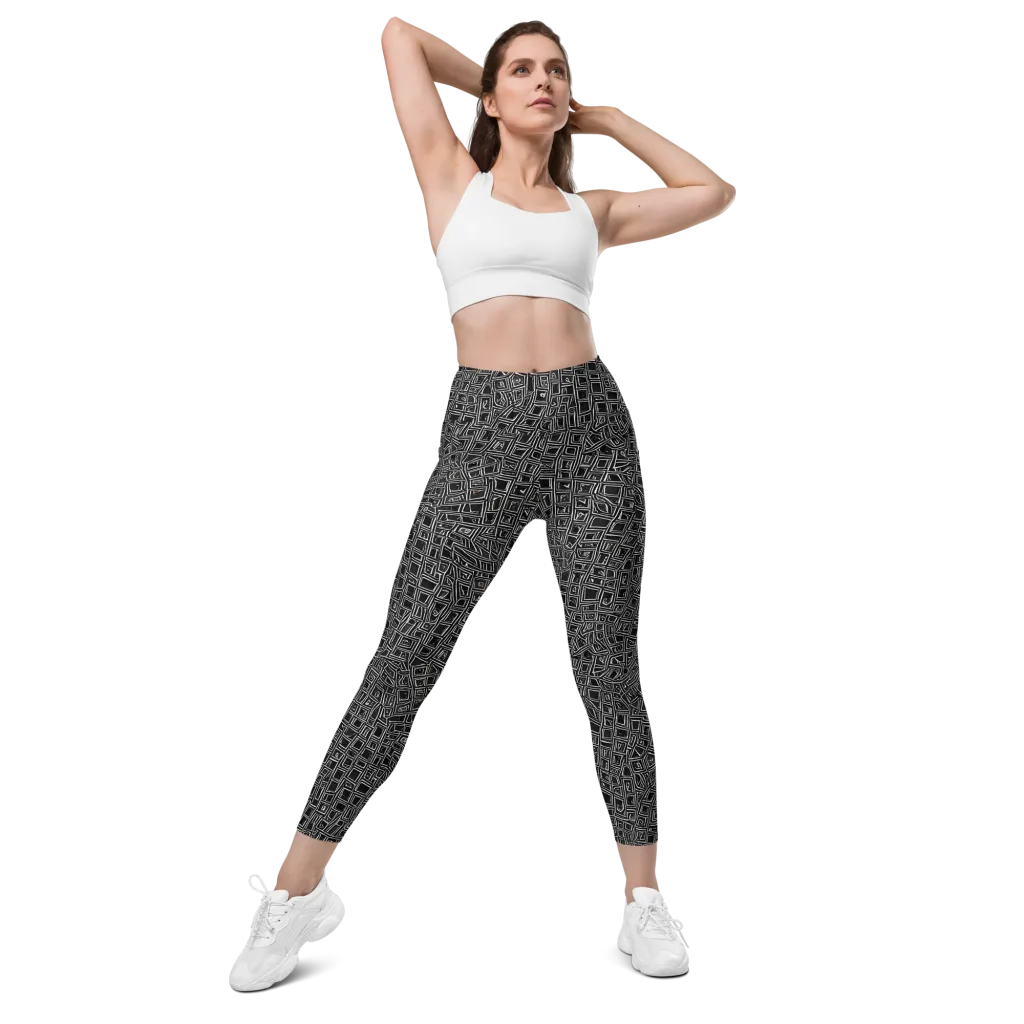 Noir Matrix on Leggings with Pockets — Front