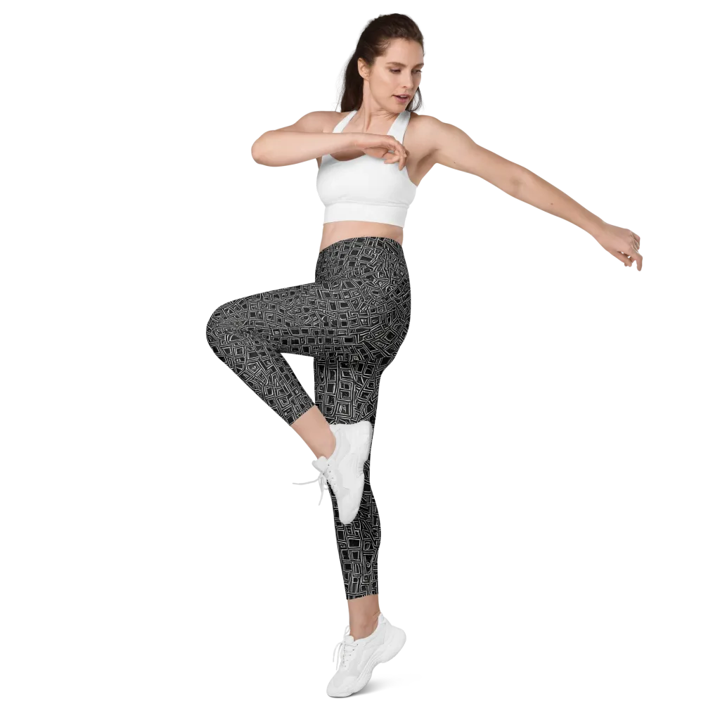 Noir Matrix on Leggings with Pockets — Left Front