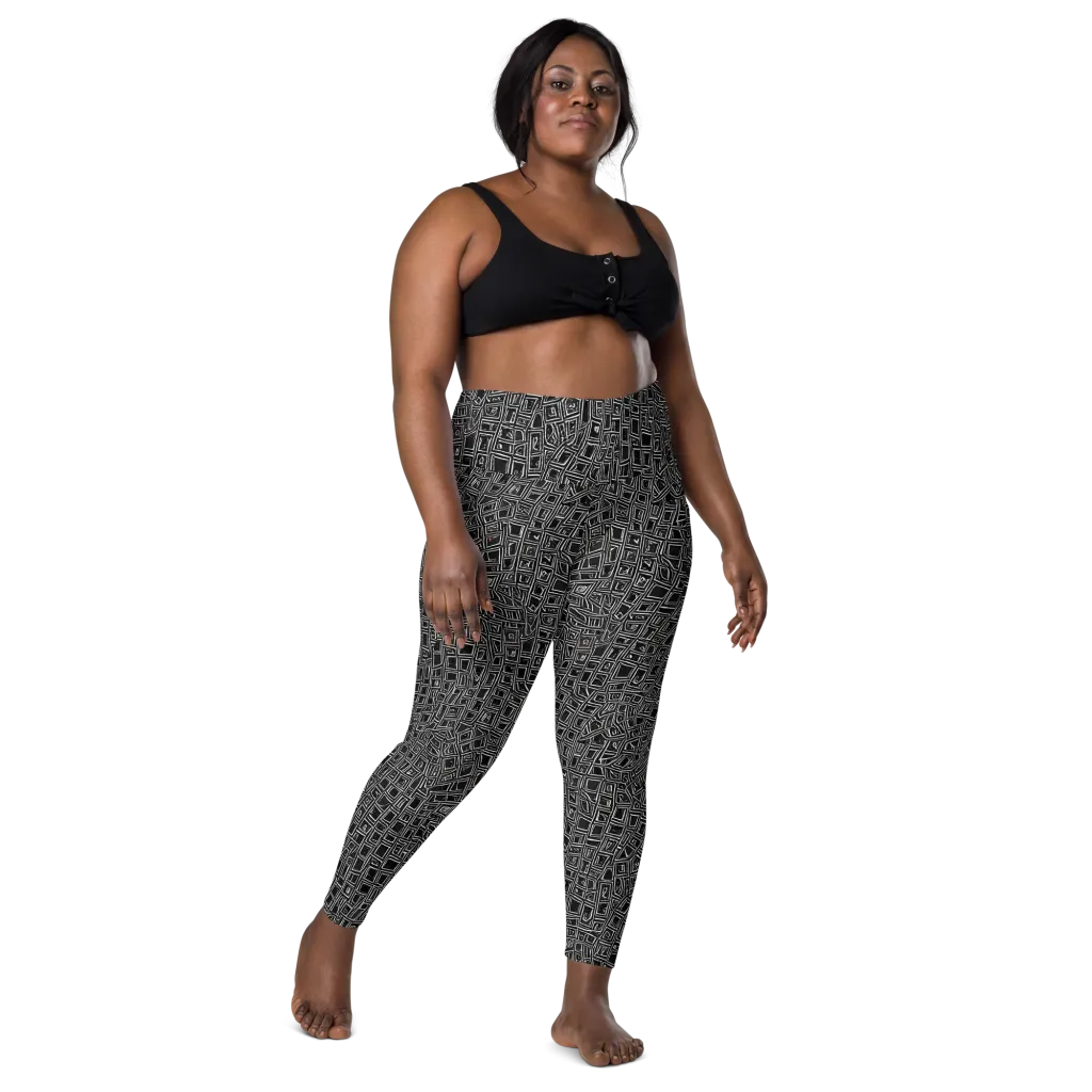 Noir Matrix on Leggings with Pockets — Front