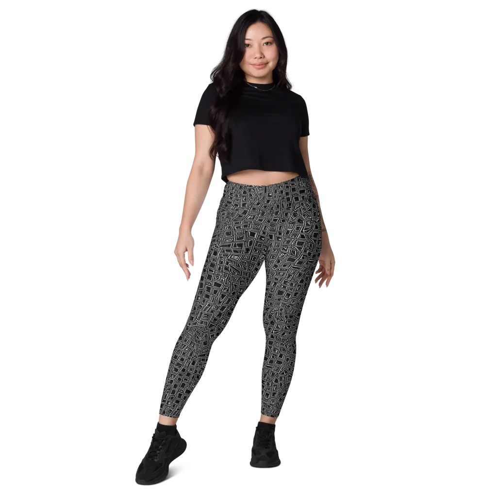 Noir Matrix on Leggings with Pockets — Front