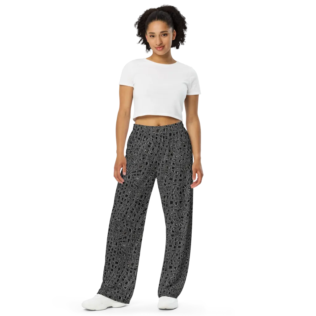 Noir Matrix on Wide-Leg Pants — Front