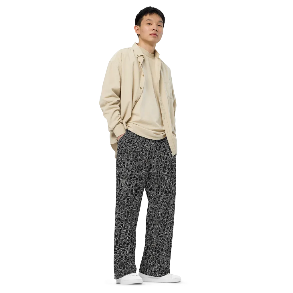Noir Matrix on Wide-Leg Pants — Right Front