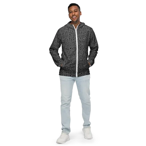 Noir Matrix on a Men's Windbreaker