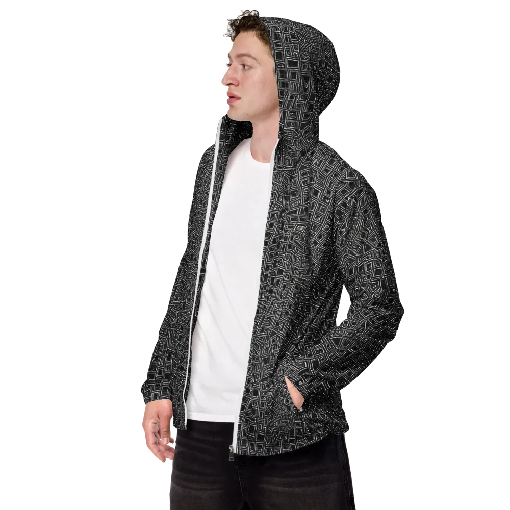 Noir Matrix on Men's Windbreaker — Left Front