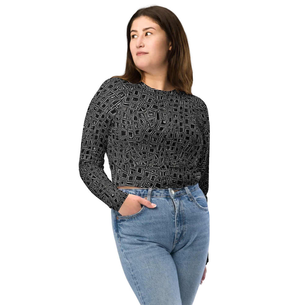 Noir Matrix on Long Sleeve Crop Top — Front