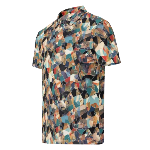 Shattered Riviera on a Men's Slim Fit Polo Shirt