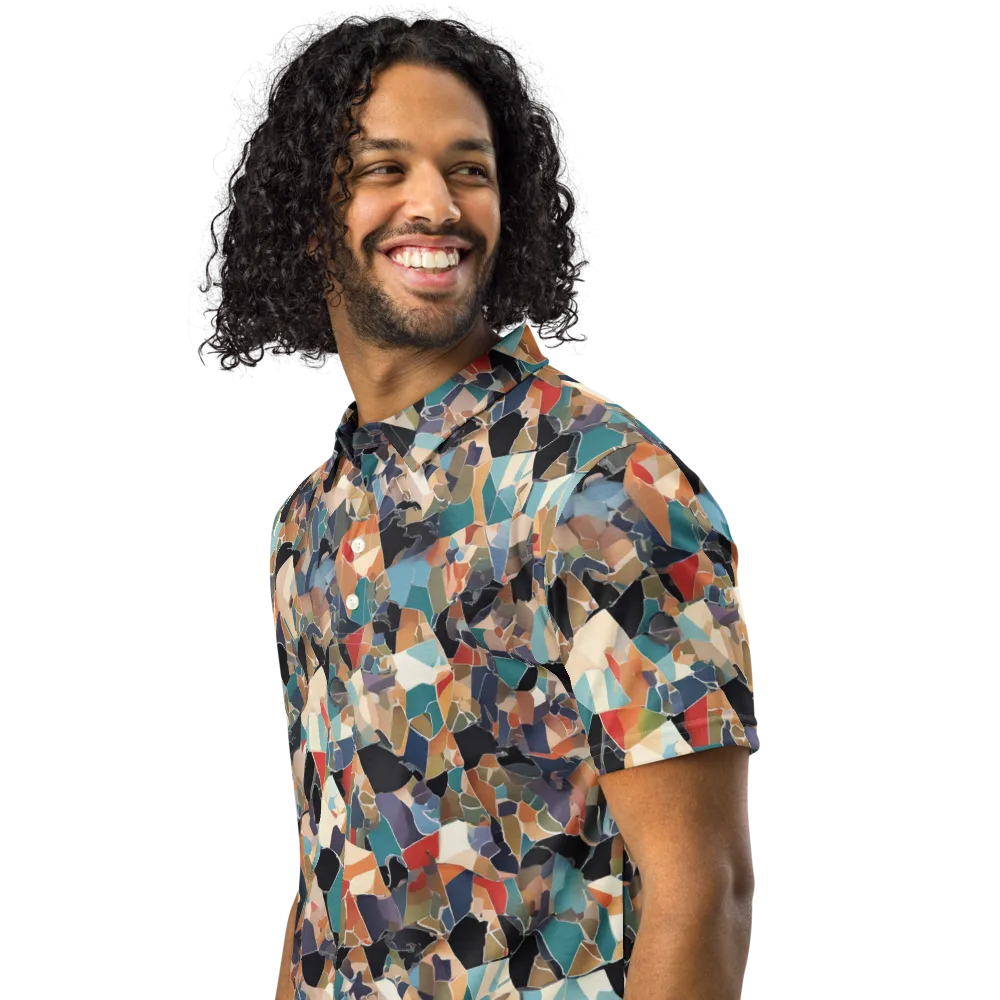 Shattered Riviera on Men's Slim Fit Polo Shirt — Left Front