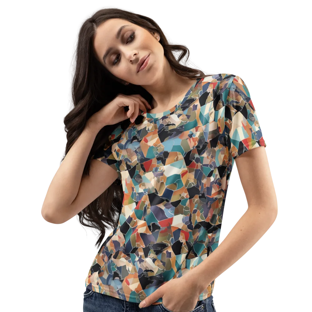 Shattered Riviera on Women's Crew Neck T-Shirt — Left Front