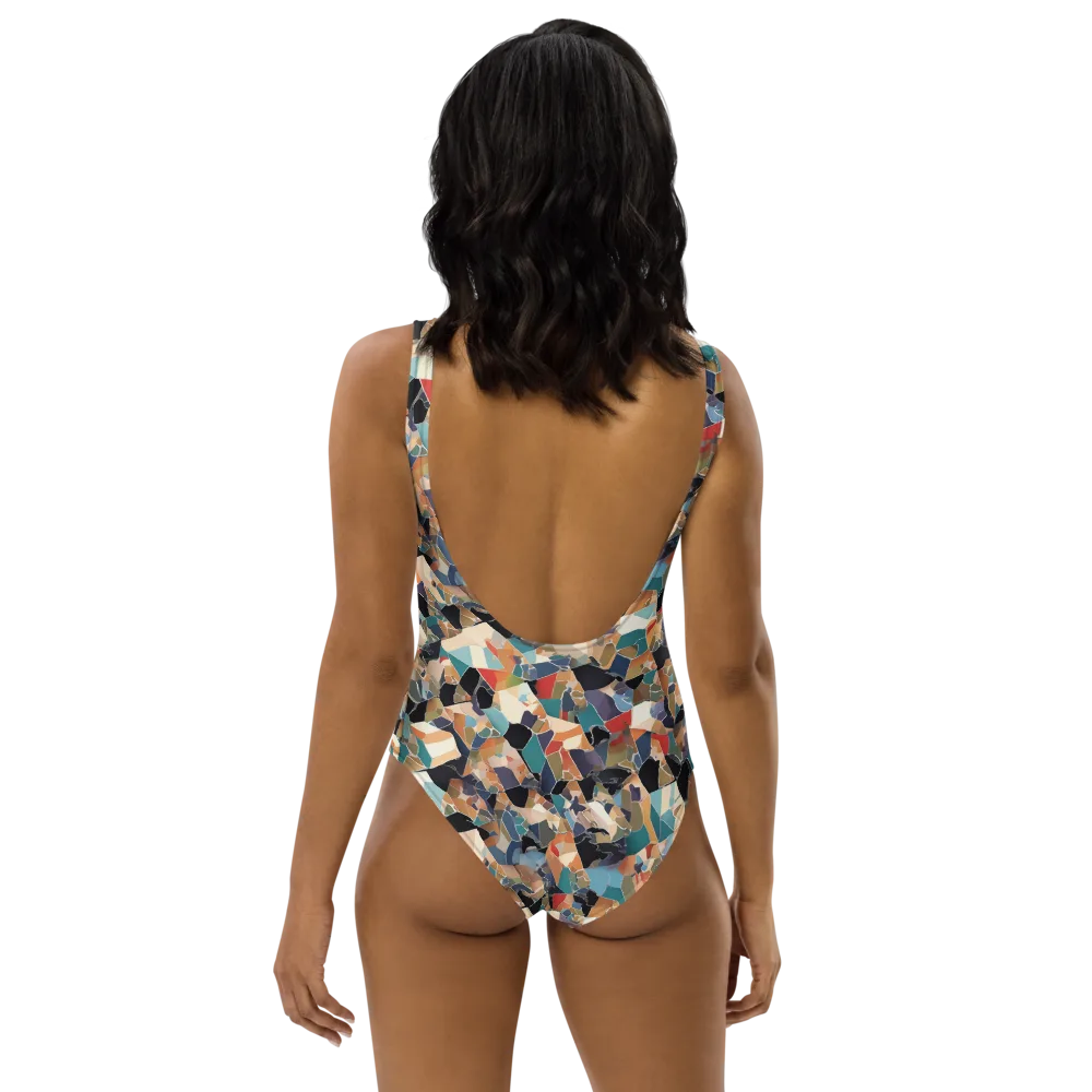 Shattered Riviera on One-Piece Swimsuit — Back