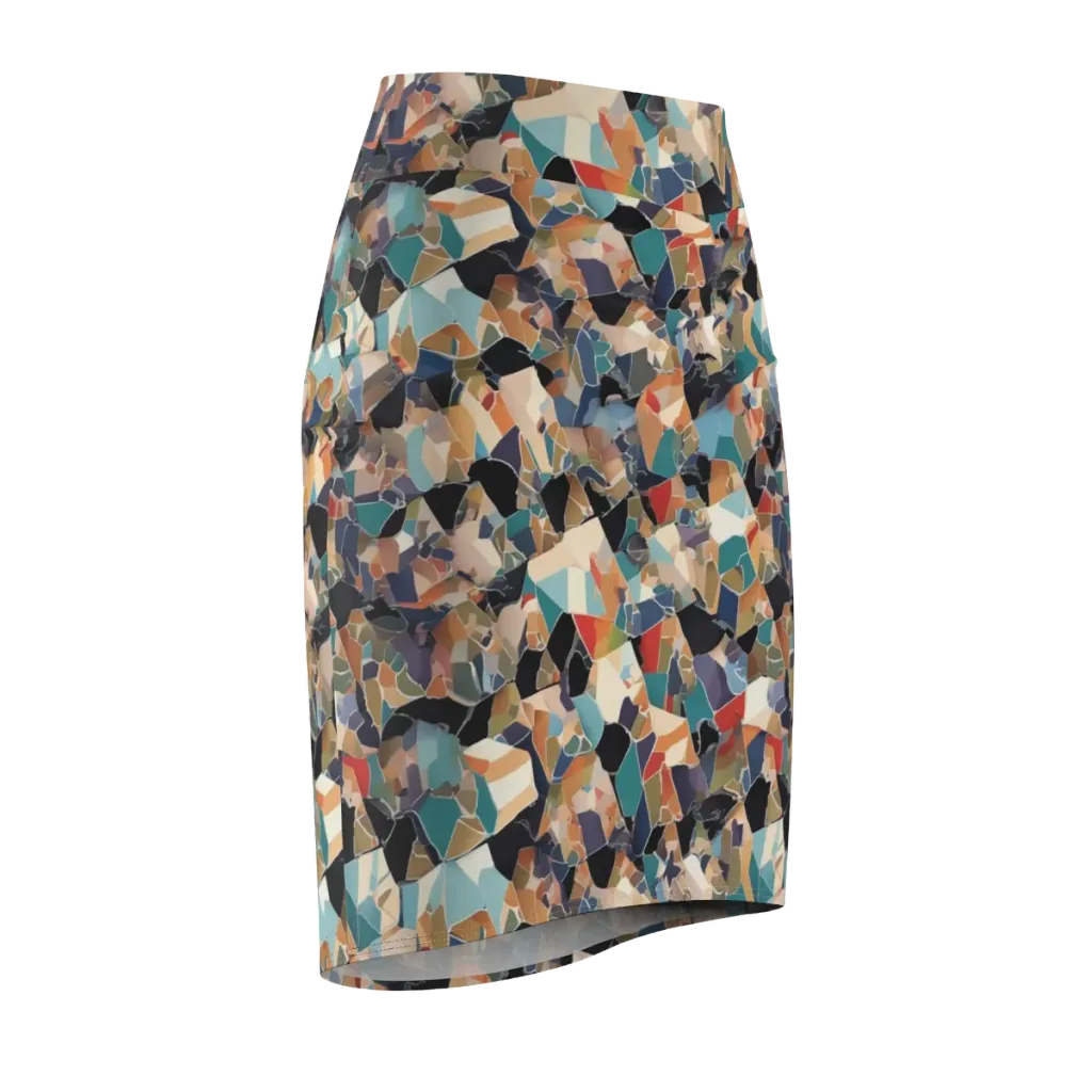 Shattered Riviera on Pencil Skirt — Front Side