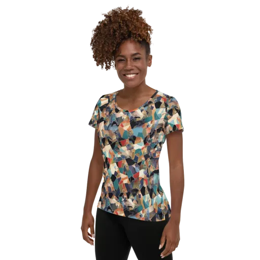 Shattered Riviera on a Women's Athletic T-Shirt