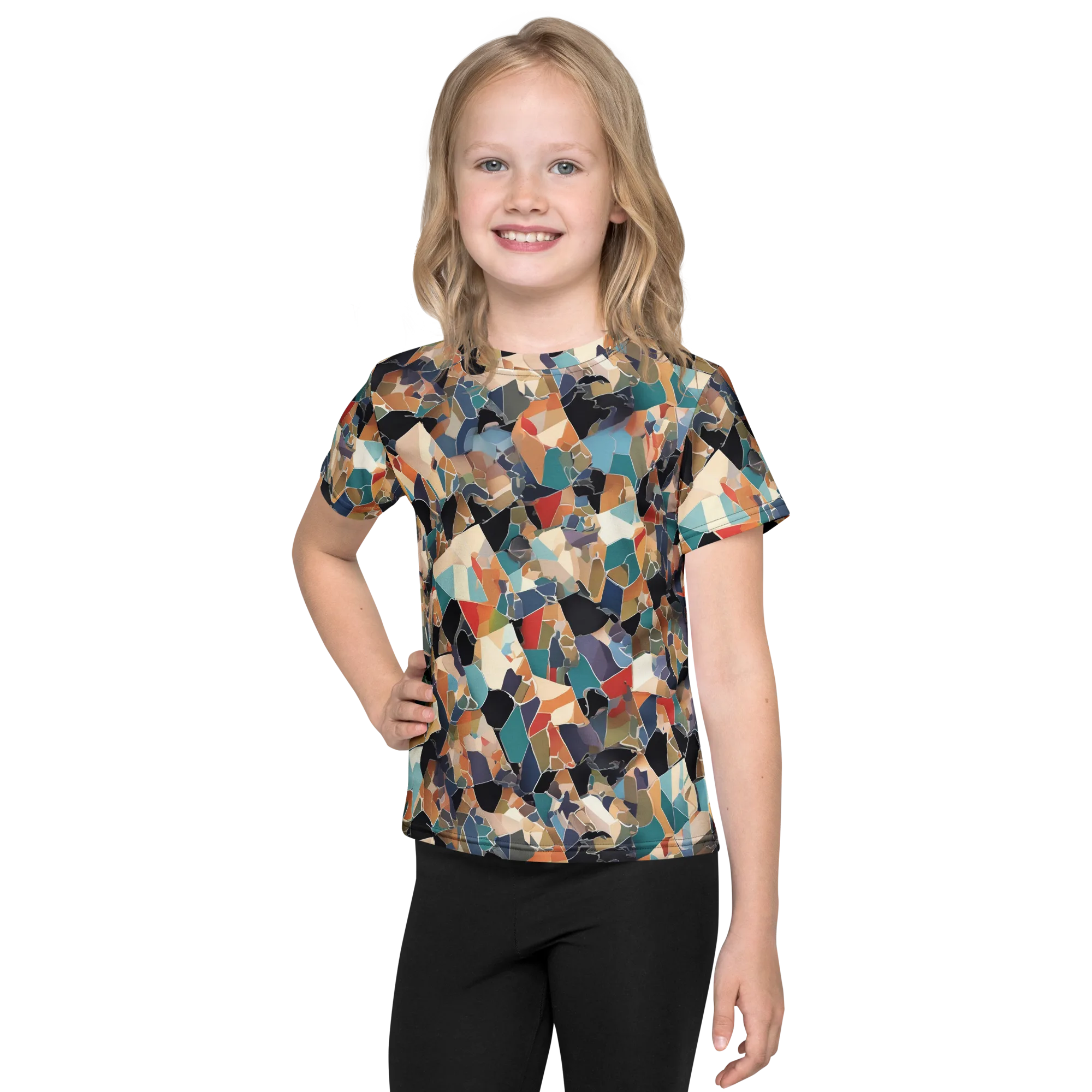 Shattered Riviera on Kids Crew Neck T-Shirt — Front