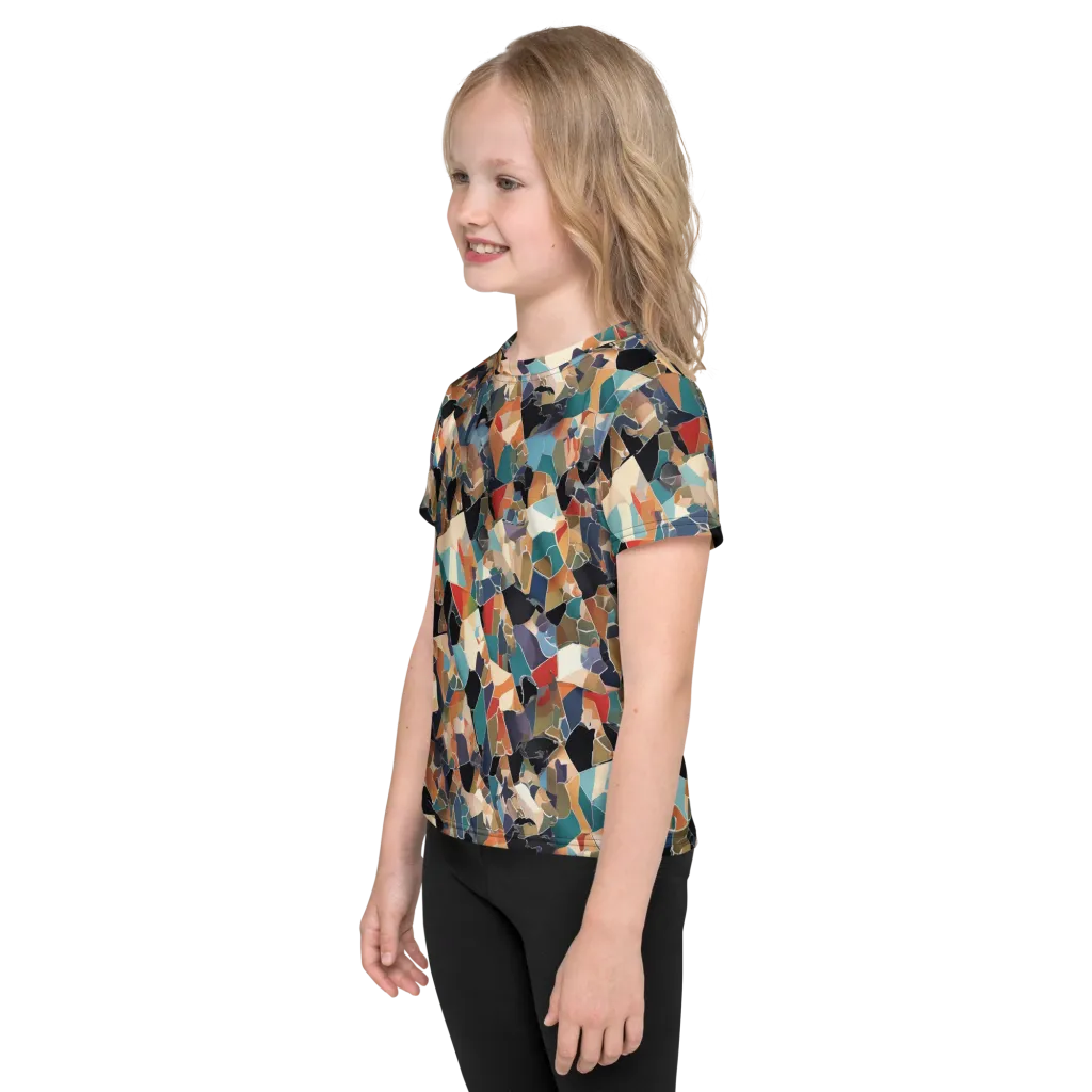 Shattered Riviera on Kids Crew Neck T-Shirt — Left