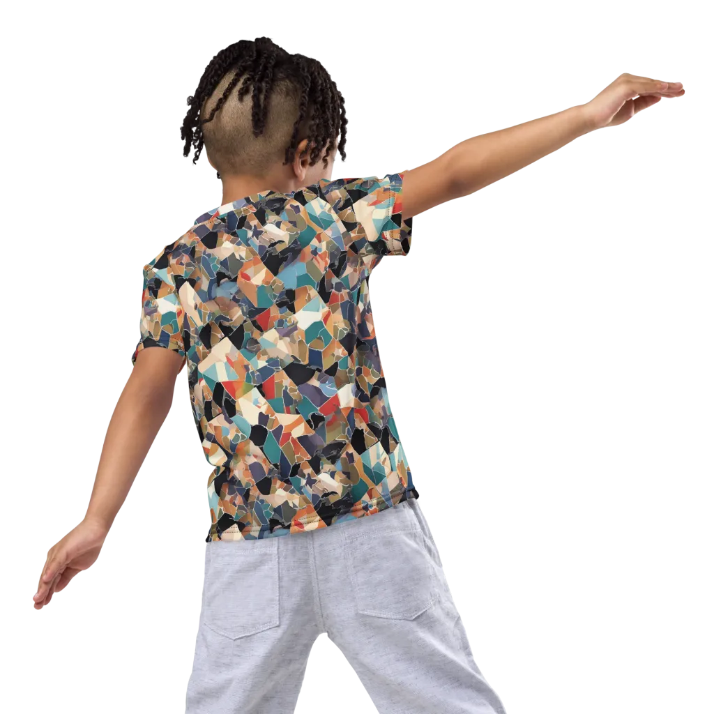 Shattered Riviera on Kids Crew Neck T-Shirt — Back