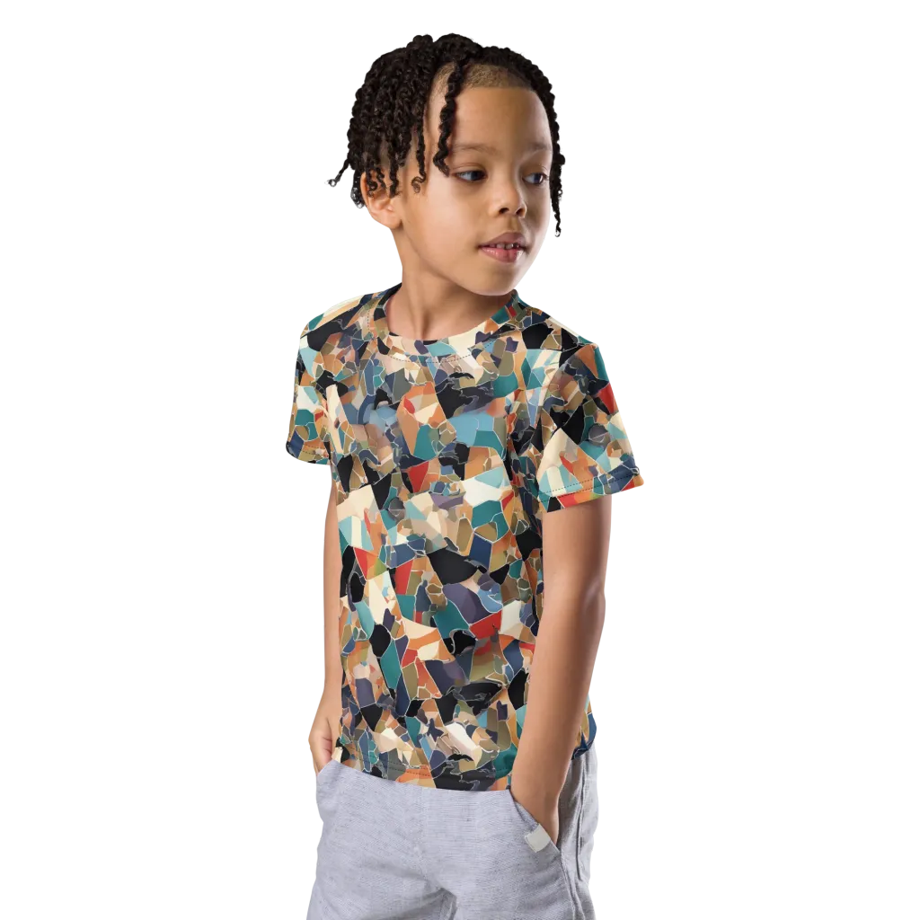 Shattered Riviera on Kids Crew Neck T-Shirt — Left Front