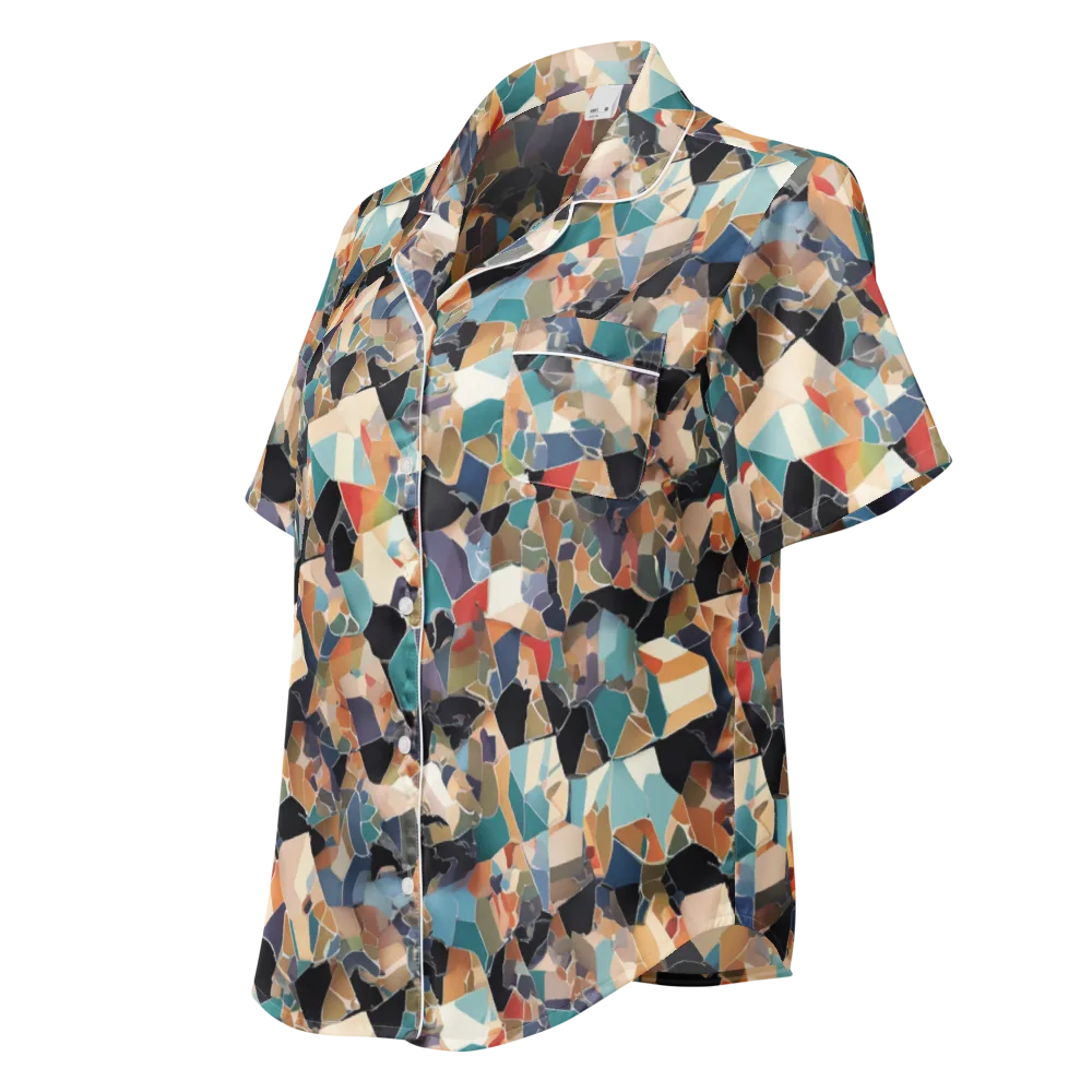 Shattered Riviera on Women's Short Sleeve Pajama Top — Left Front