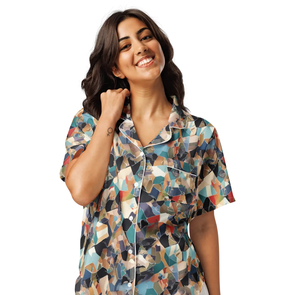 Shattered Riviera on Women's Short Sleeve Pajama Top — Front