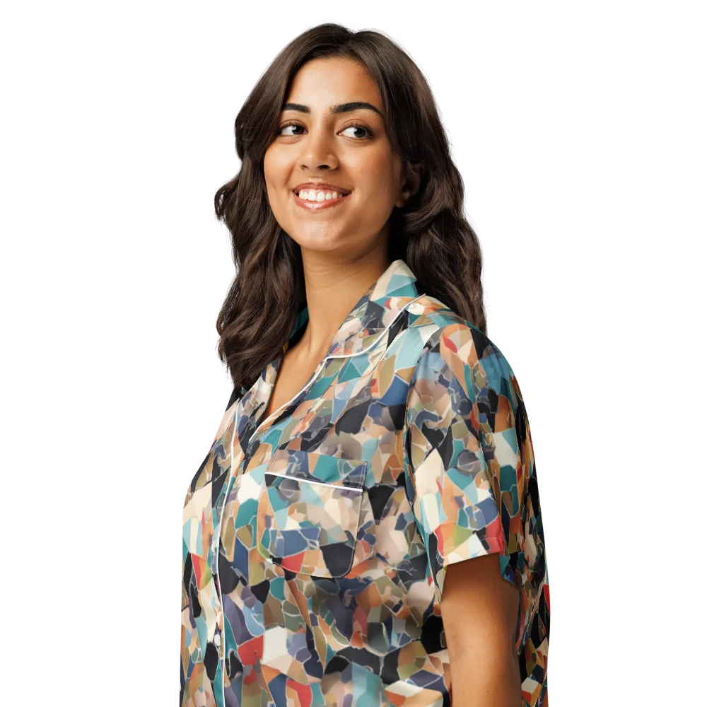 Shattered Riviera on Women's Short Sleeve Pajama Top — Left Front