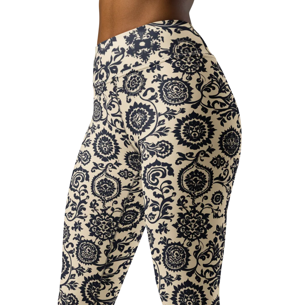 Nocturne Garland on Yoga Leggings — Left Front