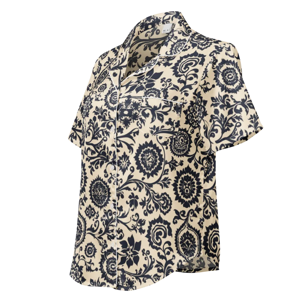 Nocturne Garland on Women's Short Sleeve Pajama Top — Left Front