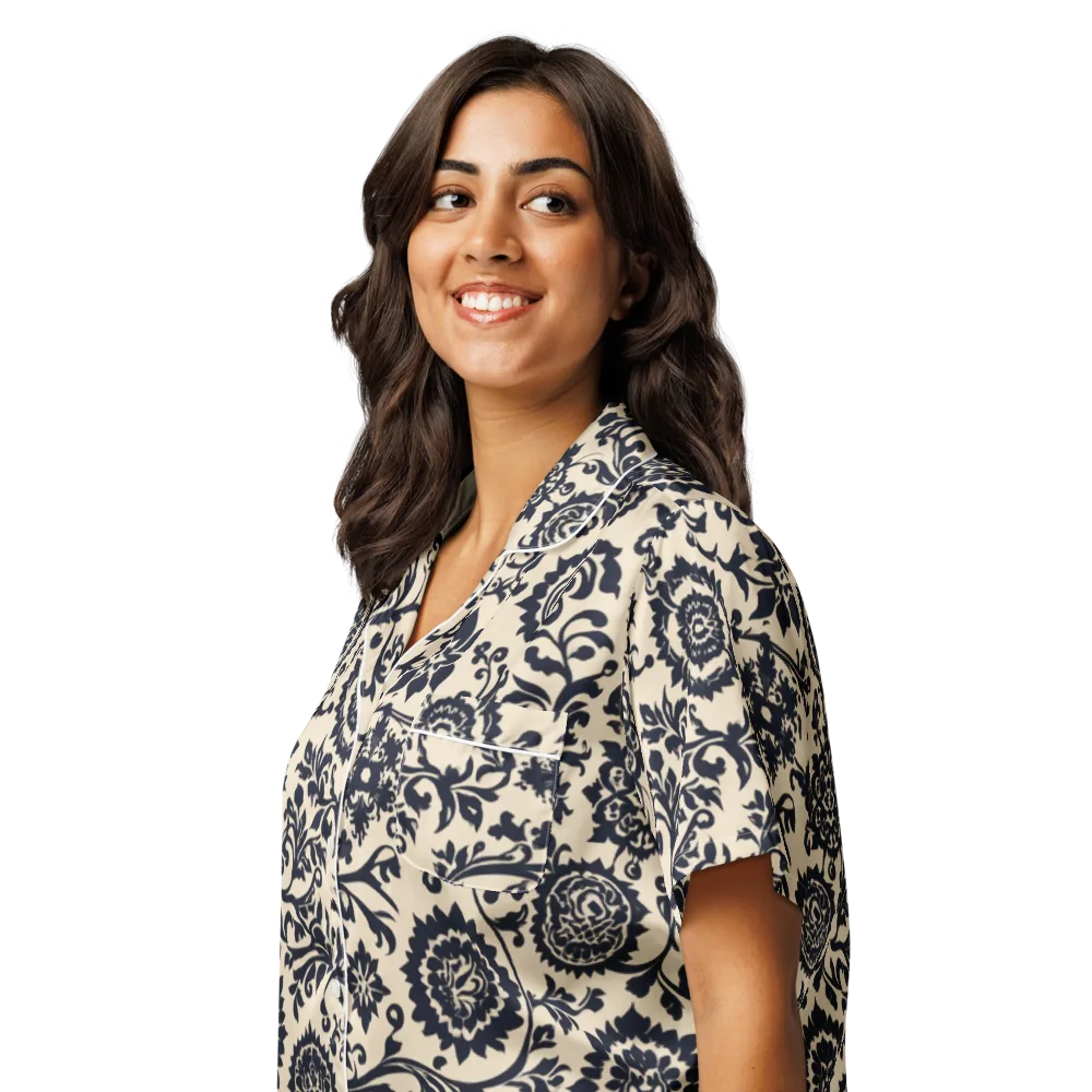 Nocturne Garland on Women's Short Sleeve Pajama Top — Left Front