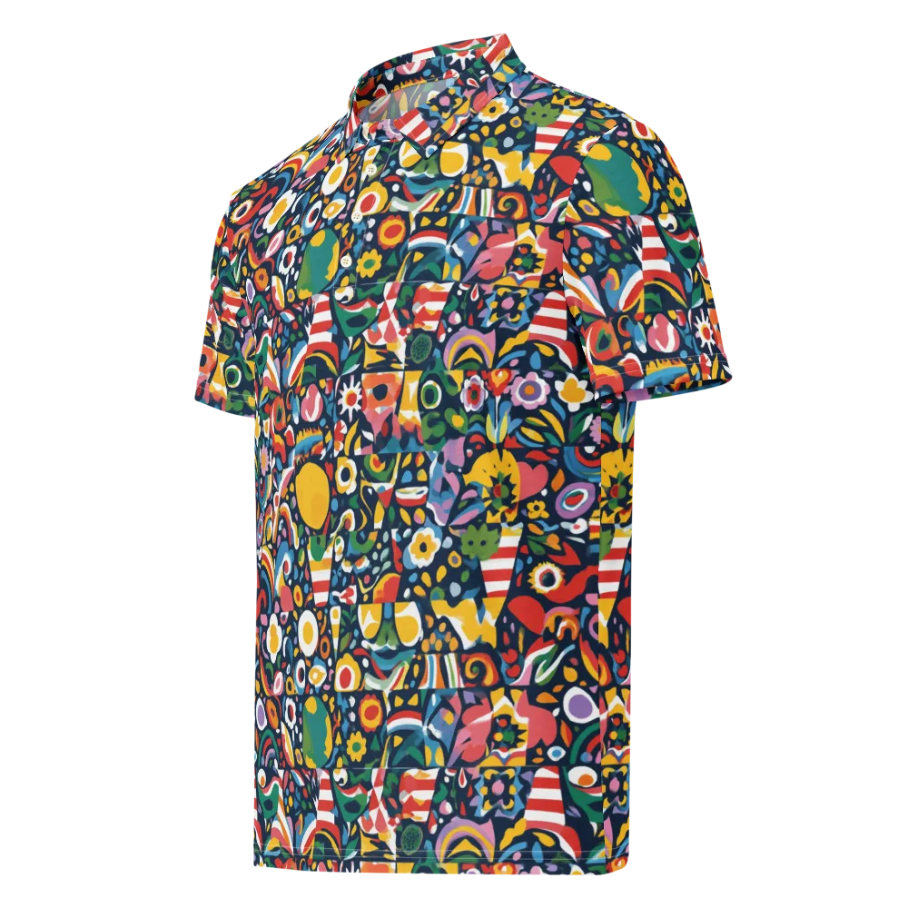 Carnival Herbarium on Men's Slim Fit Polo Shirt — Left Front